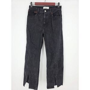 Abercrombie & Fitch women's black 90's relaxed front split hem high rise jeans 4